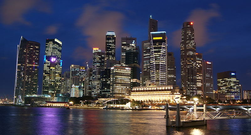 Singapore skyline via wiki commons