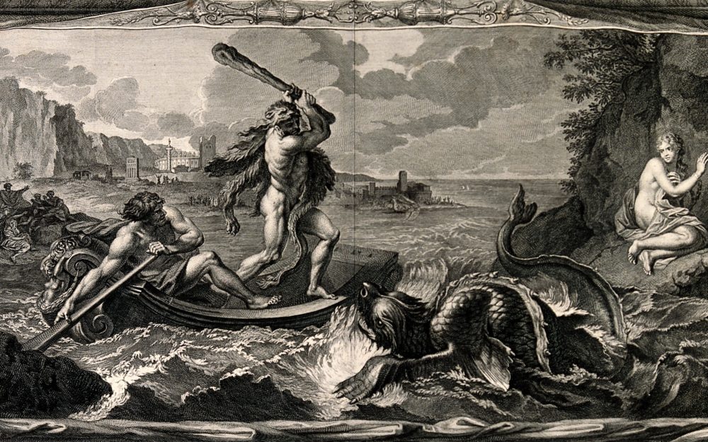 V0036065 Hercules rescuing Hesione from a sea-monster. Engraving.